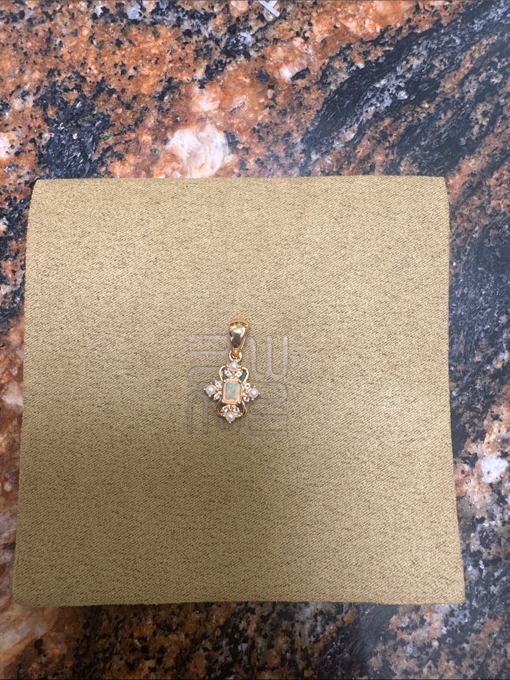 Gold-Tone Cubic Zirconia Cross Pendant Necklace Charm